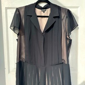 Talbots sheer black short sleeve dress with nude silk lining